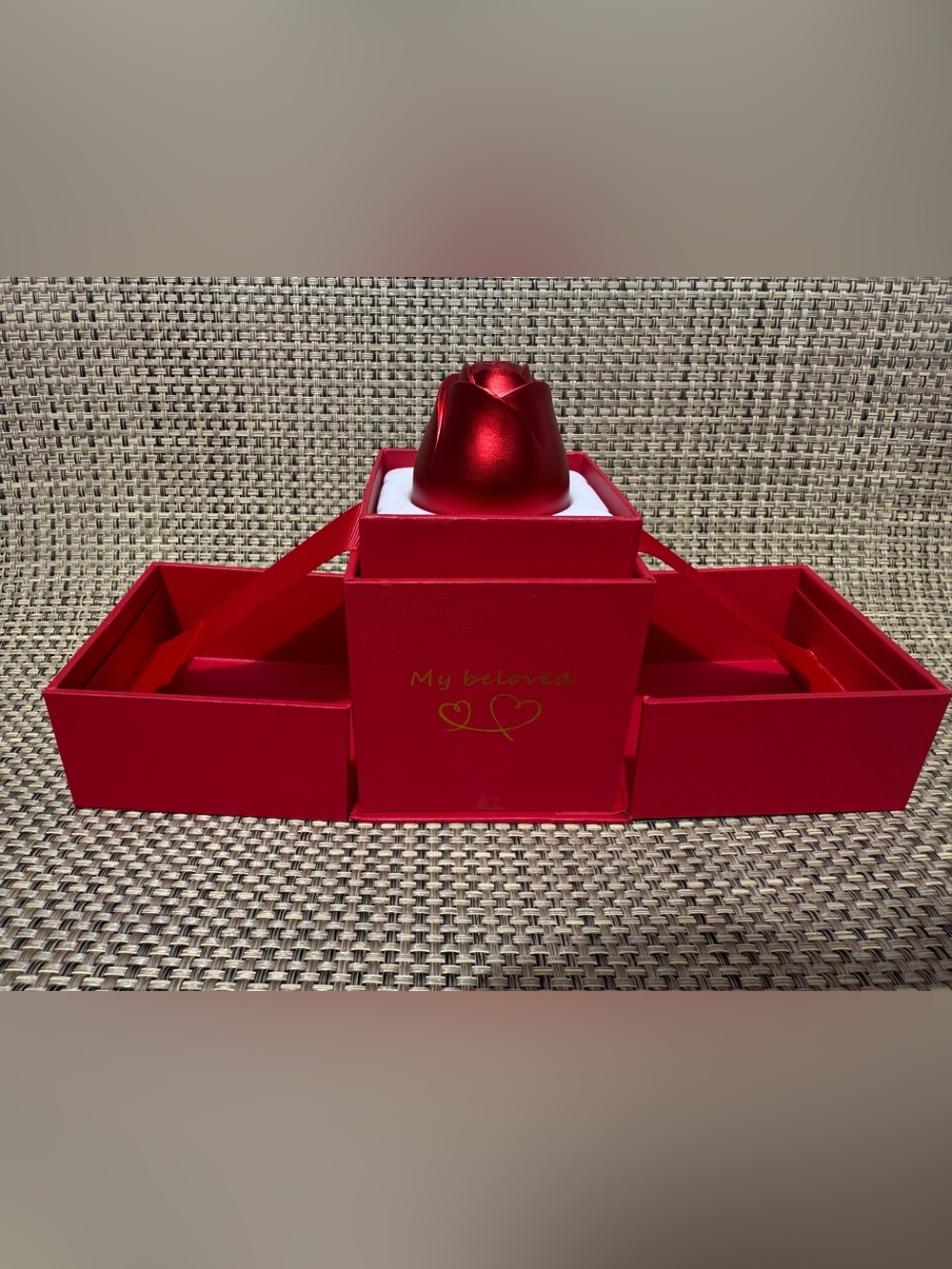 Red Rose Jewelry Gift Box for Engagement Rings